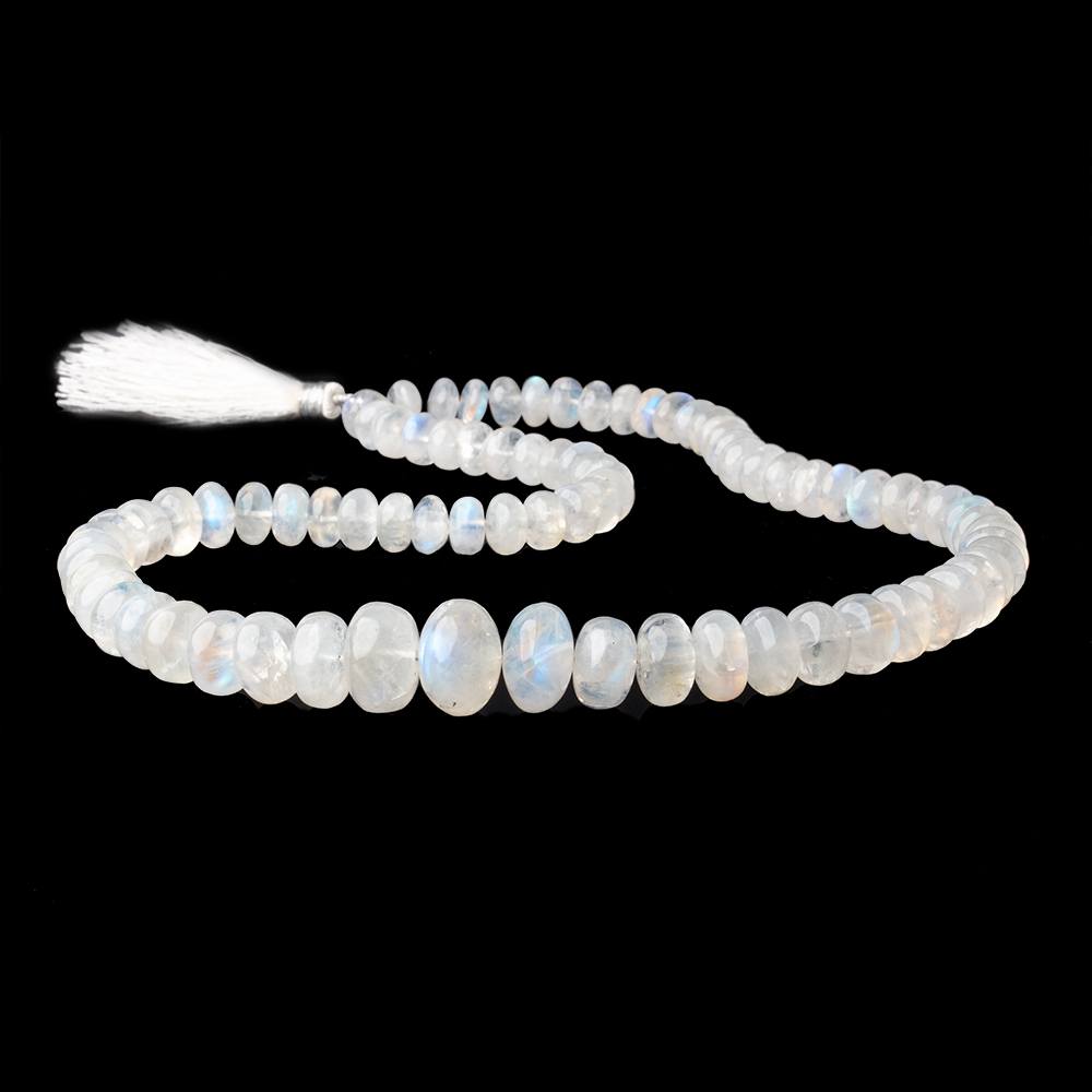 8-15mm Rainbow Moonstone plain rondelles 18 inch 82 beads AAA grade