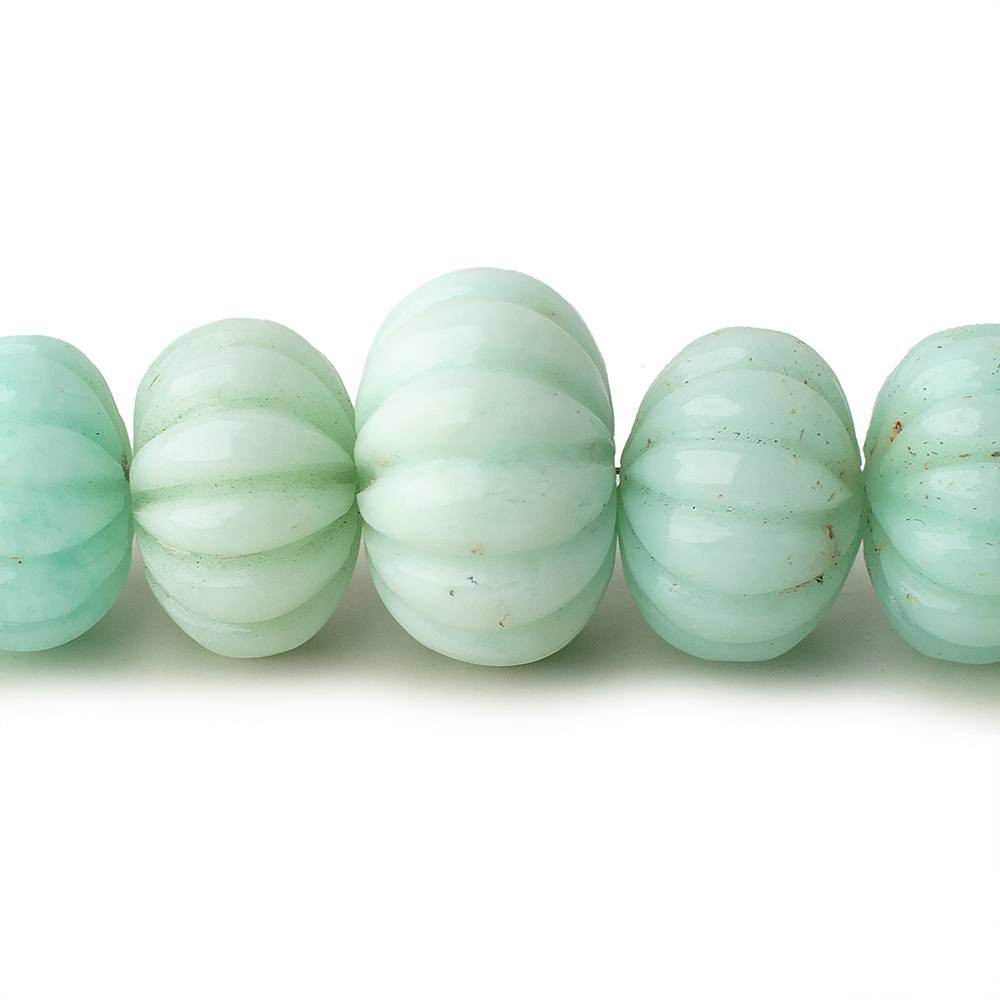 8-19mm Chrysoprase Hand Carved Melon Rondelles 10 inch 27 beads A