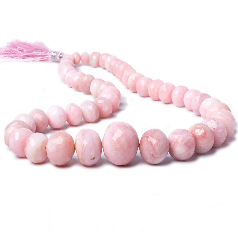 8-21mm Pink Peruvian Opal faceted rondelle beads 17 inch 51 pieces