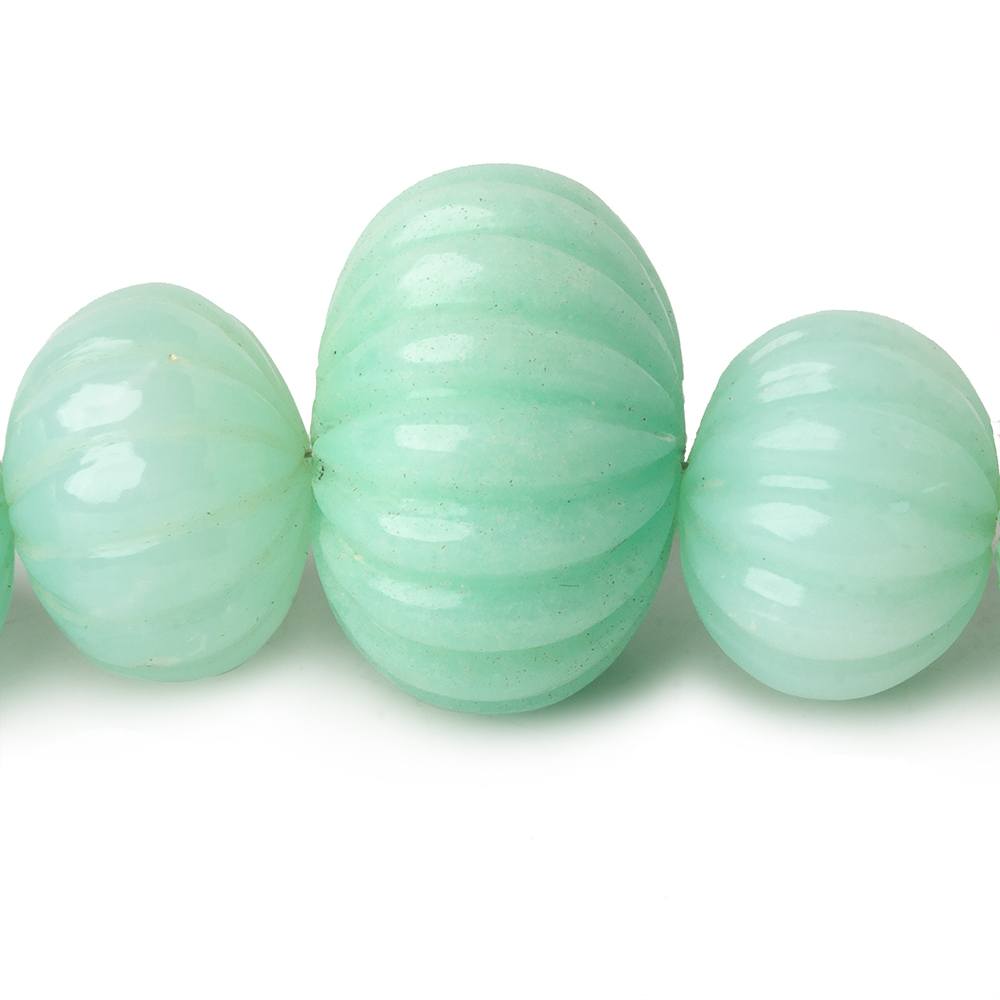 8-22mm Chrysoprase Hand Carved Melon Rondelles 13 inch 36 beads AA
