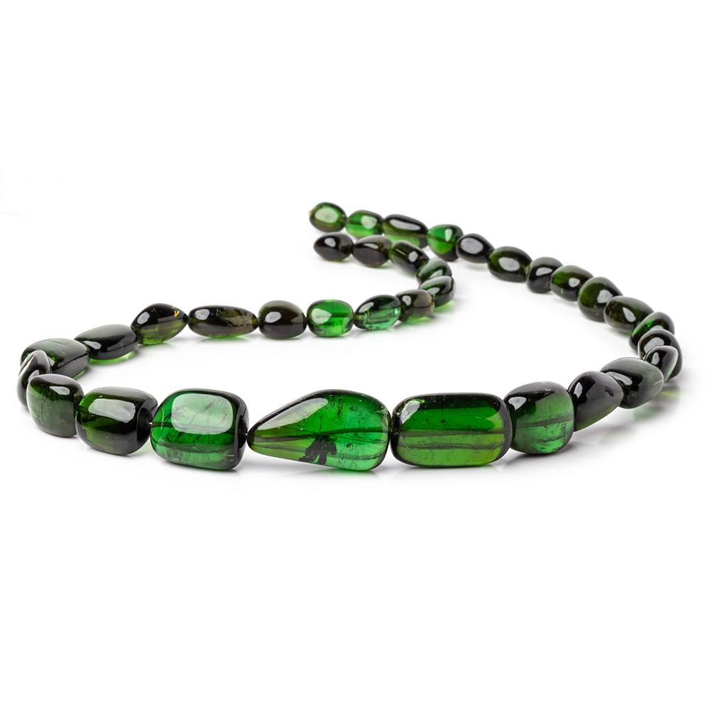 8-27mm Chrome Green Tourmaline Plain Nugget Beads 19 inch 35 pieces AAA