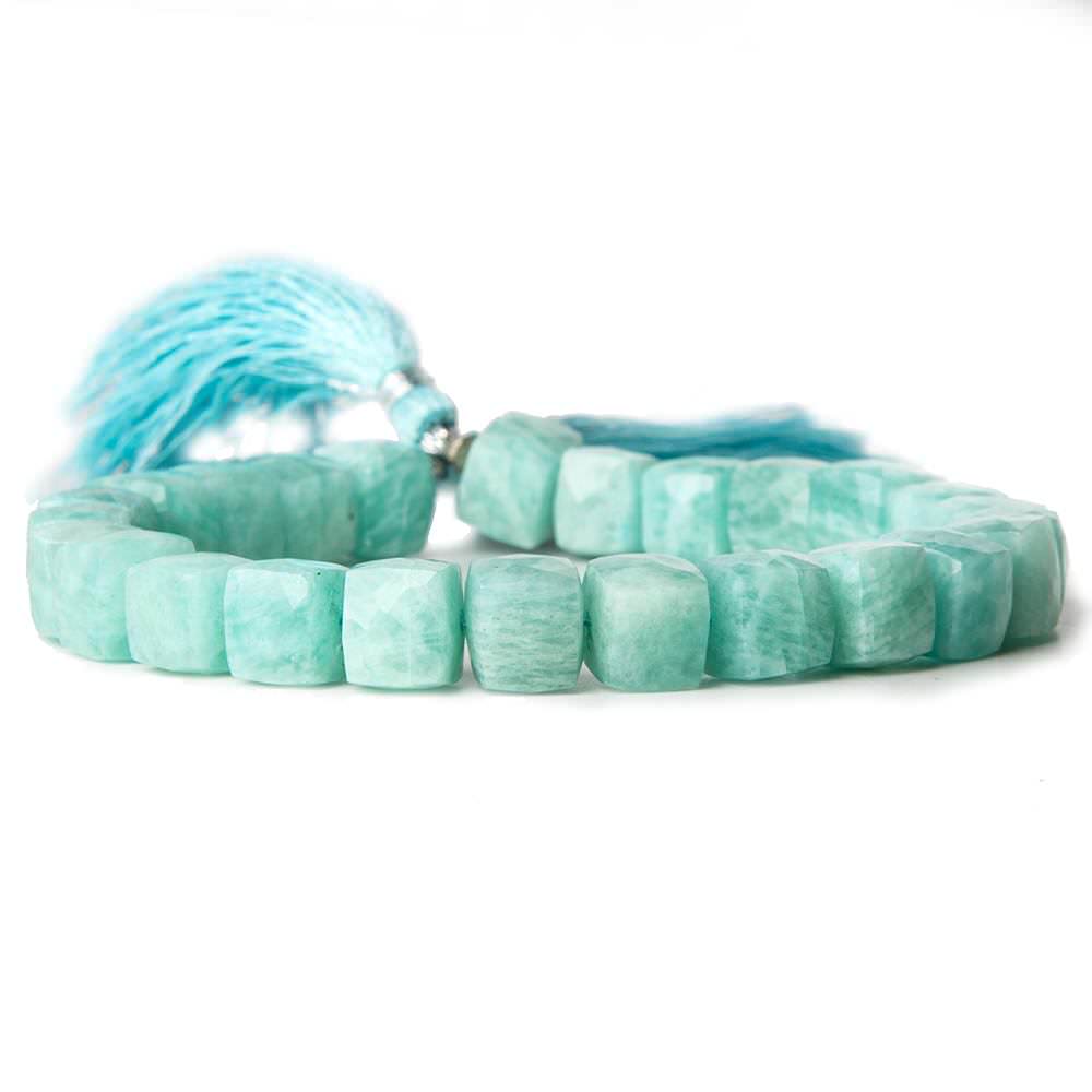8-8.5mm Amazonite Faceted Cubes 8 inch 25 Beads