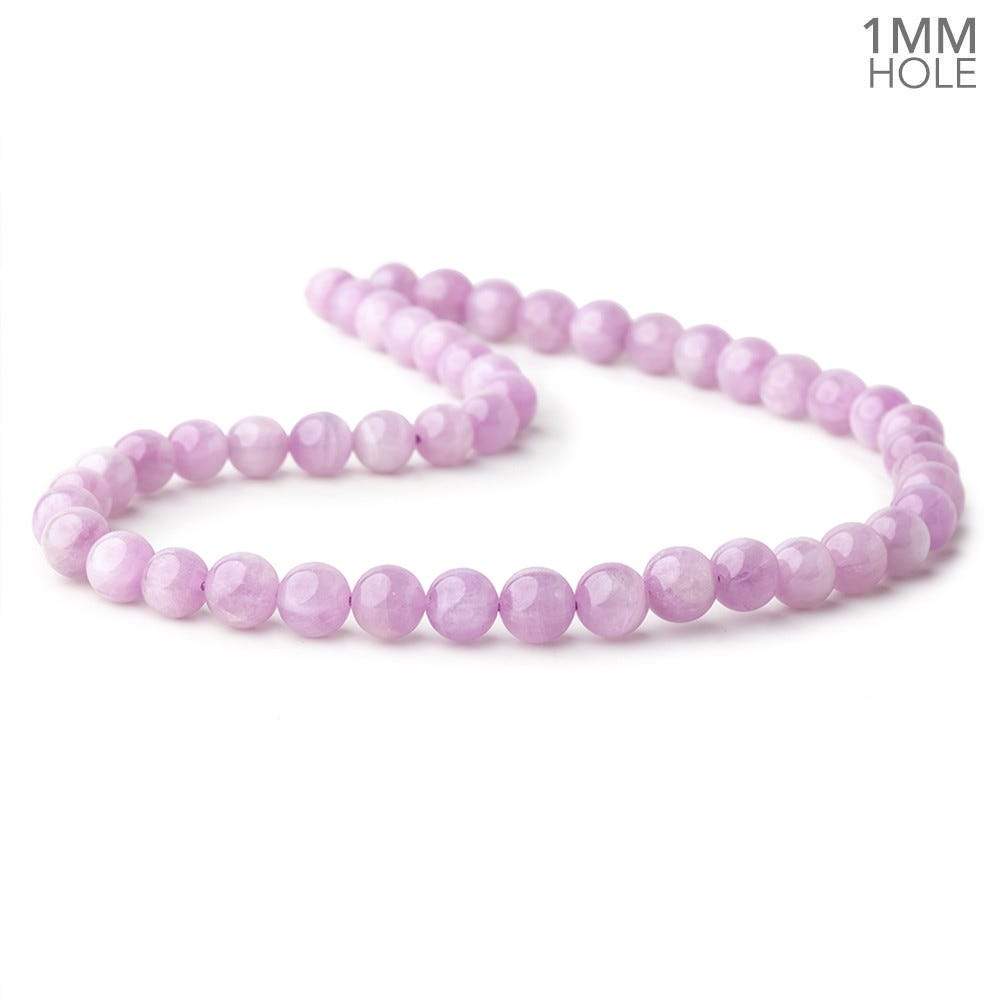 8-8.5mm Kunzite Plain Round Beads 16 inch 48 pieces 1mm hole AA