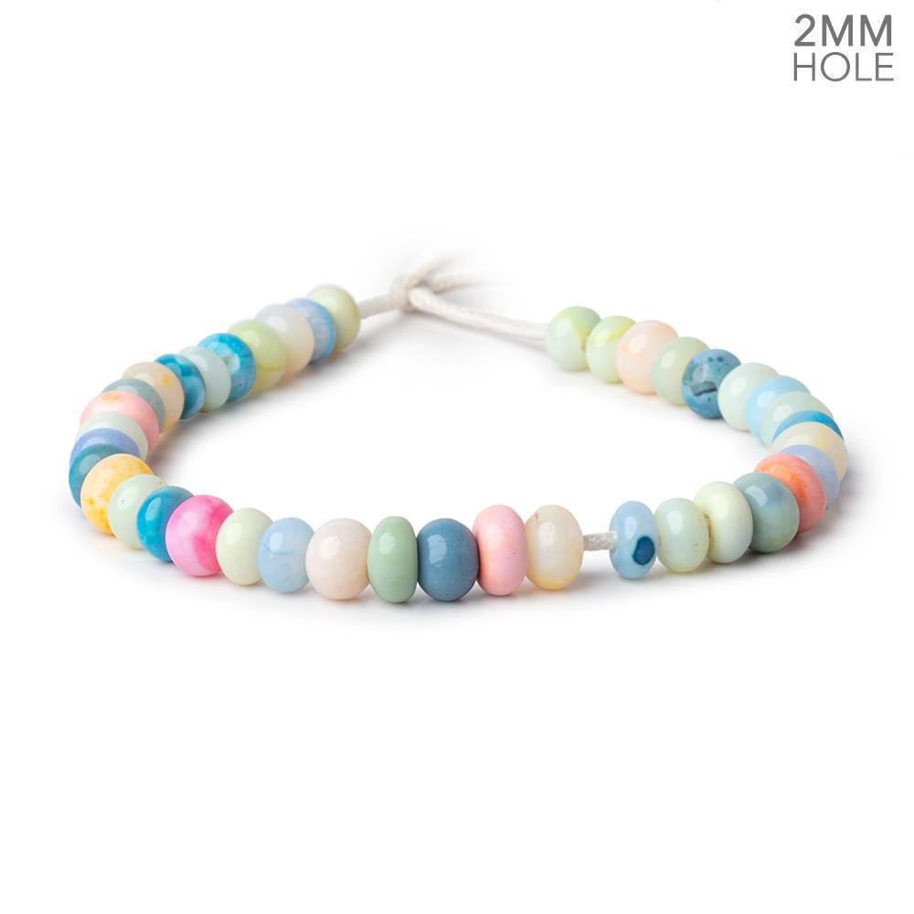 8-8.5mm Multi Color Opal 2mm Large Hole Plain Rondelles 8 inch 36 beads