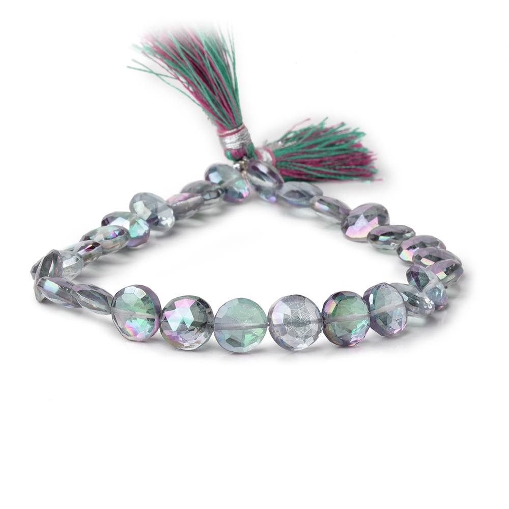 8-8.5mm Mystic White Topaz Faceted Coin Beads 9 inch 27 pieces