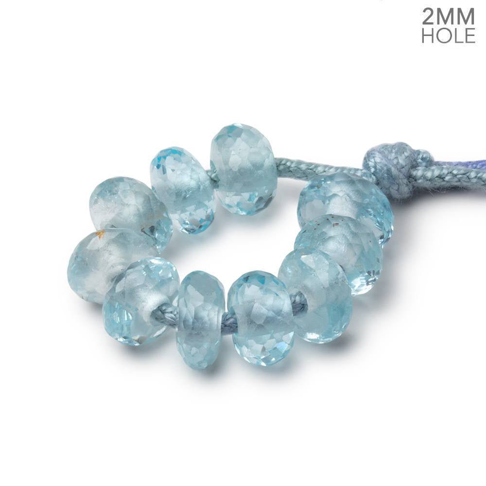 8-8.5mm Sky Blue Topaz 2mm Large Hole Faceted Rondelle Set of 10 Beads