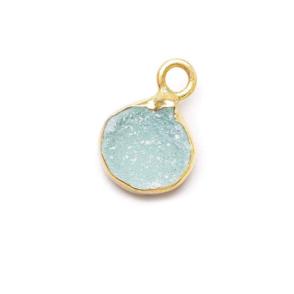 8-8.5mm Vermeil Bezel Seafoam Green Drusy Heart Pendant 1 piece