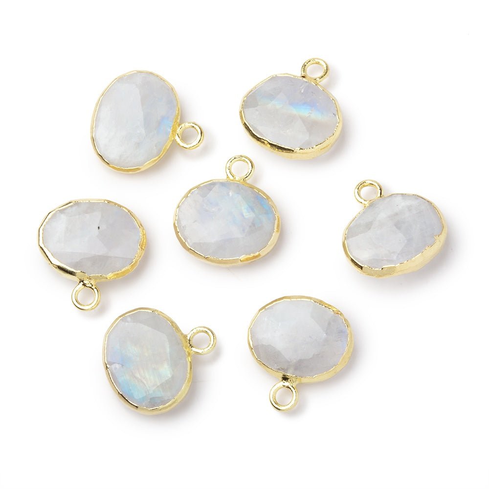 8-9mm Gold Leafed Rainbow Moonstone Faceted Oval Focal 1 piece