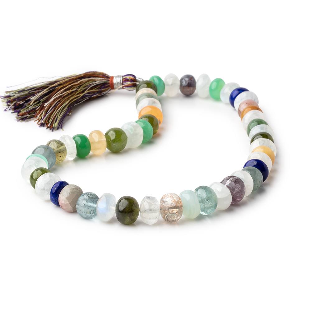 8-9mm Multi Gem Plain Rondelle Beads 11 inch 47 pieces