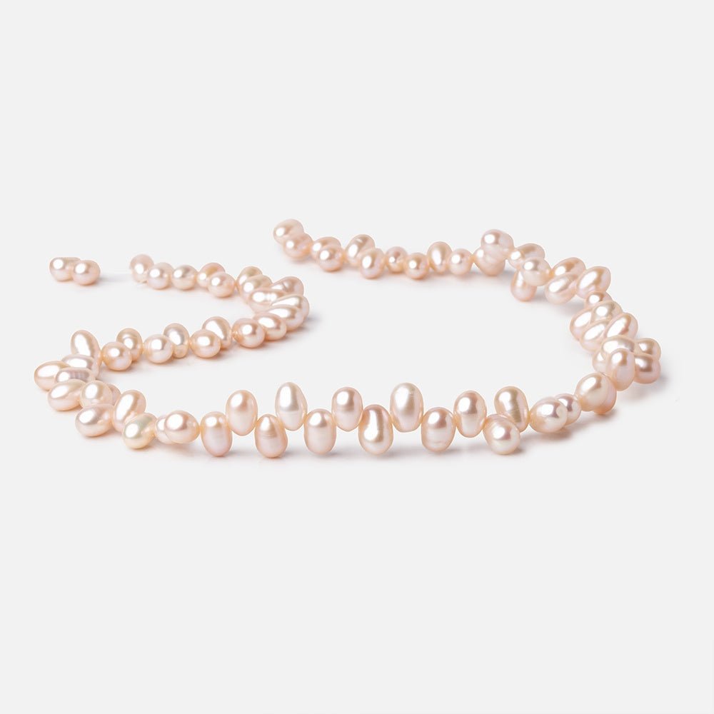 8-9mm Peach Top Drill Oval Freshwater Pearl Beads 15.5 inch 78 pieces