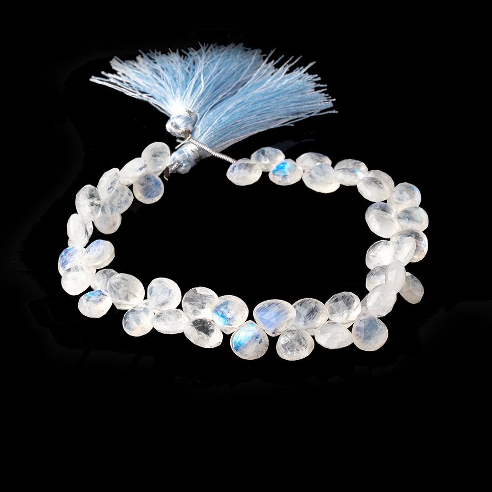 8-9mm Rainbow Moonstone Faceted Heart Beads 8 inch 48 pieces