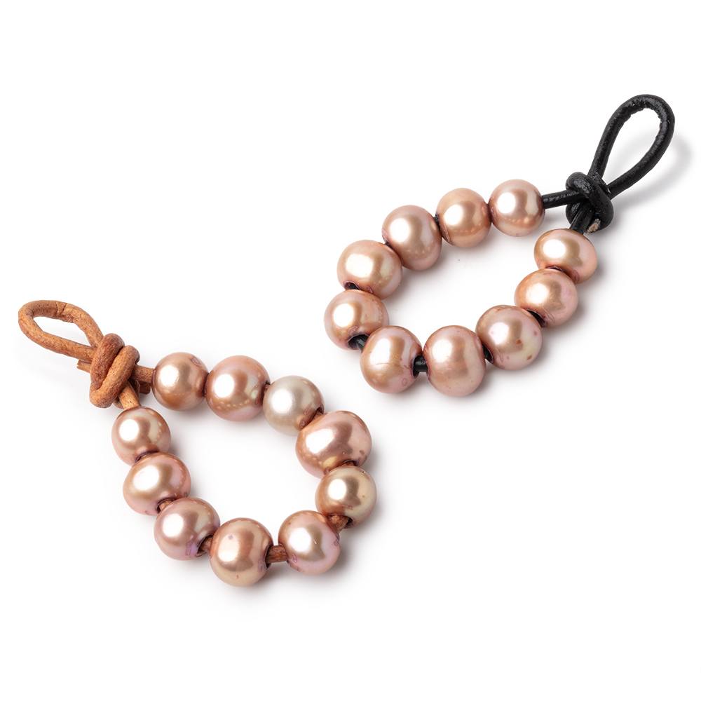 8-9mm Rosé Champagne Large Hole Off Round Pearls Set of 10