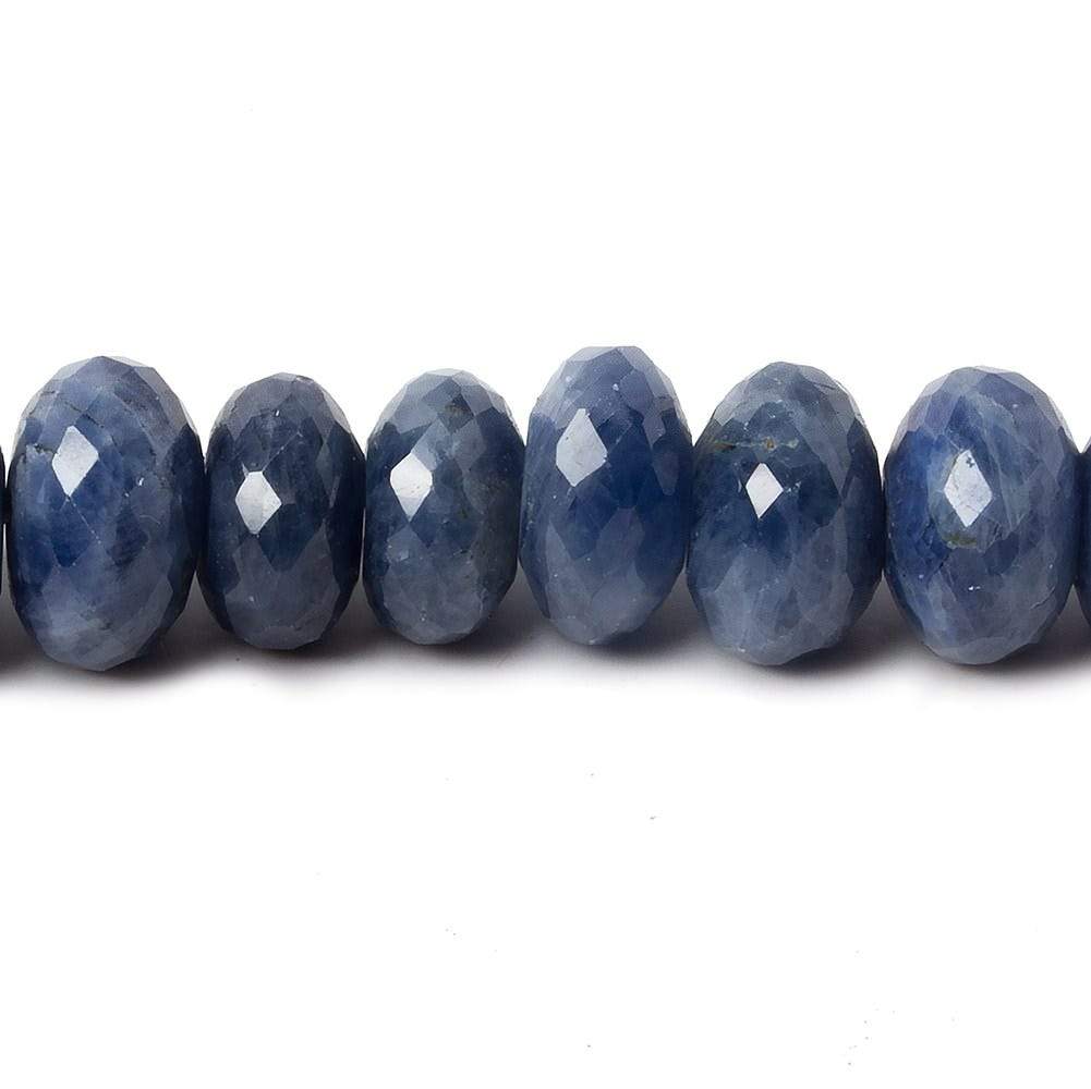 8-9mm Shaded Sapphire faceted rondelle beads 8 inch 39 pieces AA