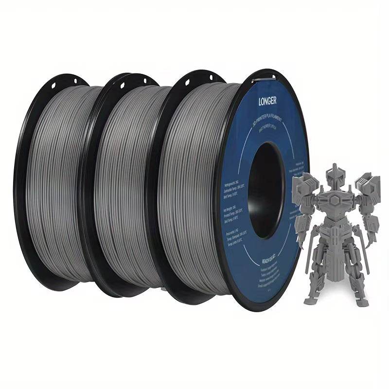 Premium 3KG PLA 3D Printing Filament Set - 1KG Light Gold, 1KG Silver, 1KG Yellow, 1.75mm Diameter