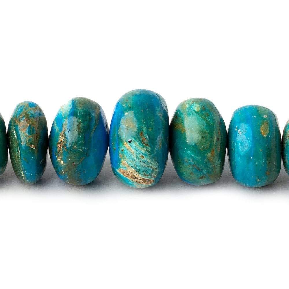 8.5-15.5mm Peruvian Blue Opal plain rondelle beads 20 inch 71 pieces AA