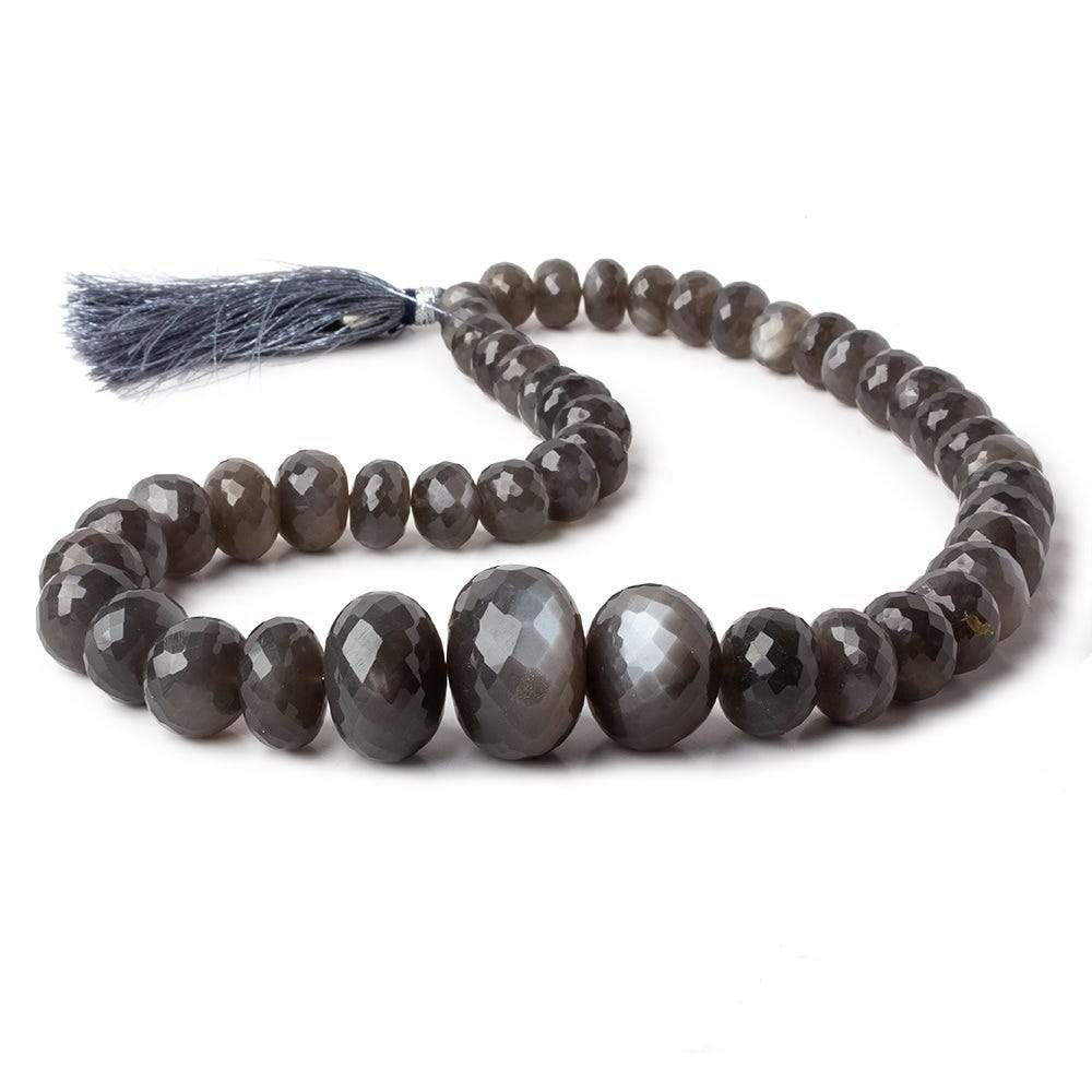 8.5-22mm Platinum Grey Moonstone faceted rondelles 15 inch 47 beads AA