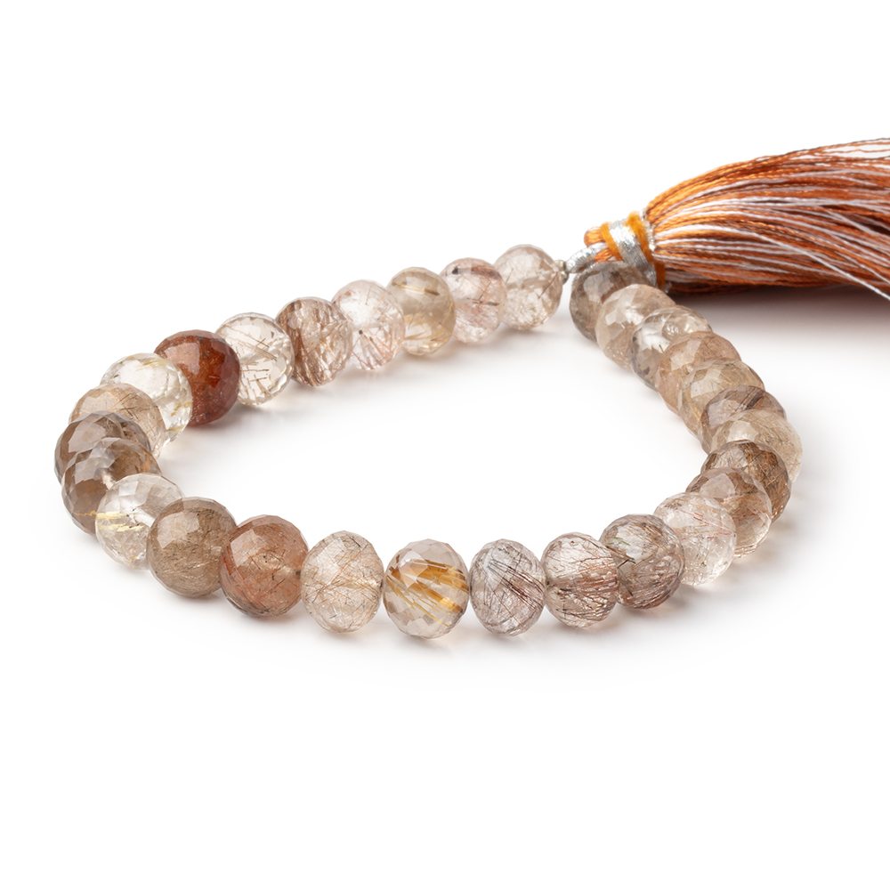 8.5-9.5mm Rutilated Quartz Faceted Rondelle Beads 8 inch 29 pieces