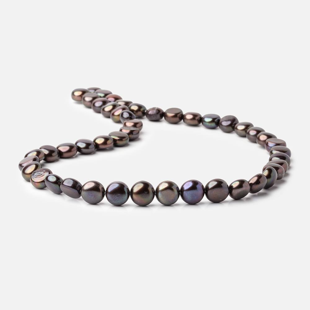 8.5mm Dark Chocolate Peacock Button Freshwater Pearls 15.5 inch 45 pieces