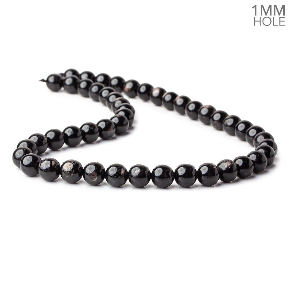 8.5mm Hypersthene plain round large hole beads 15.5 inch 47 beads A