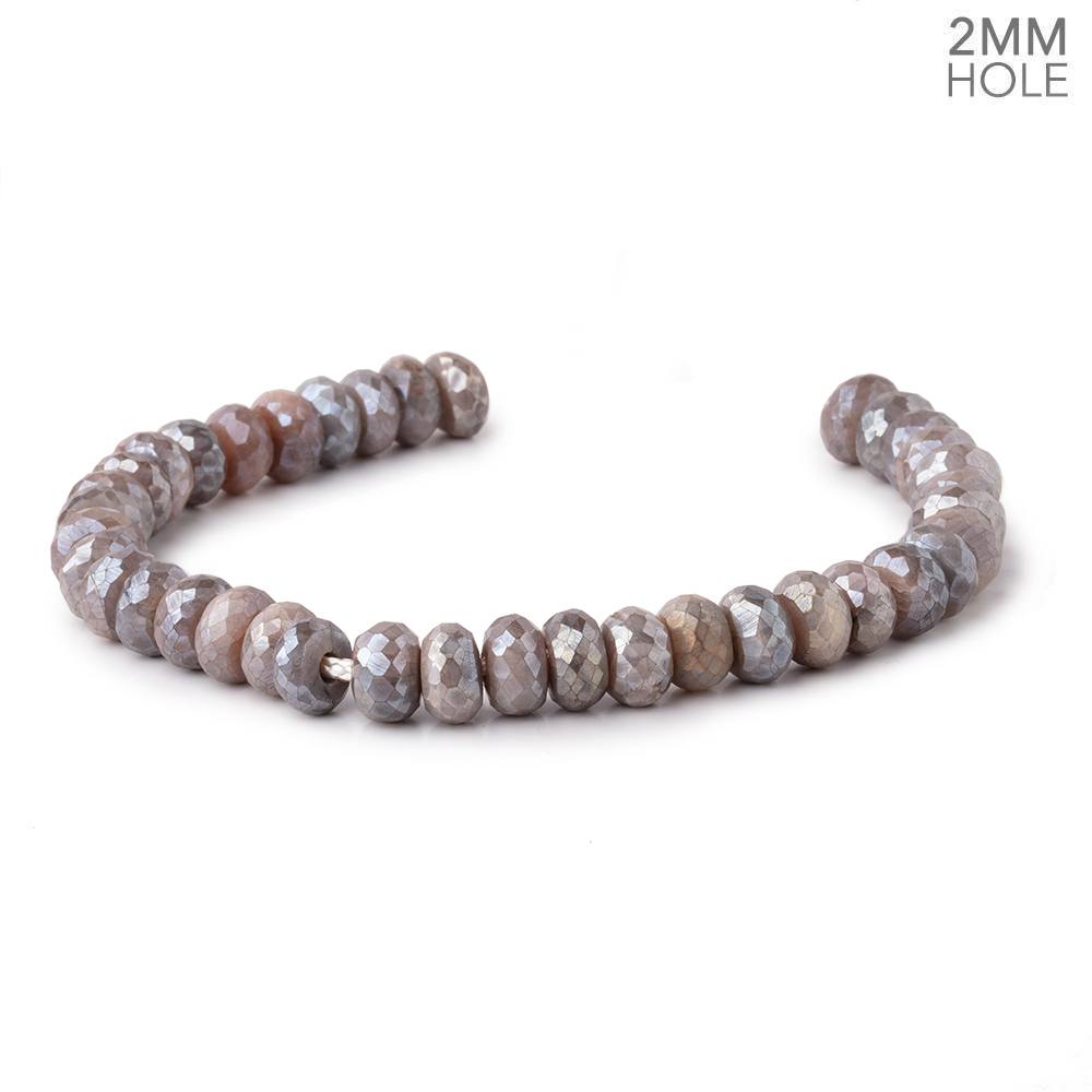 8.5mm Mystic Warm Grey Moonstone 2mm Large Hole Faceted Rondelles 8 inch 38 Beads