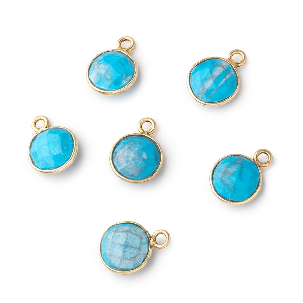 8.5mm Vermeil Bezel Howlite Faceted Coin Pendant 1 Focal piece