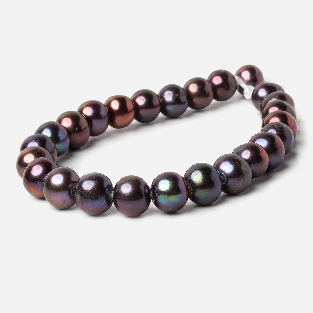 8.5x8-10x9mm Peacock Multi Color Off Round Large Hole pearls 8 inch 24 pieces A