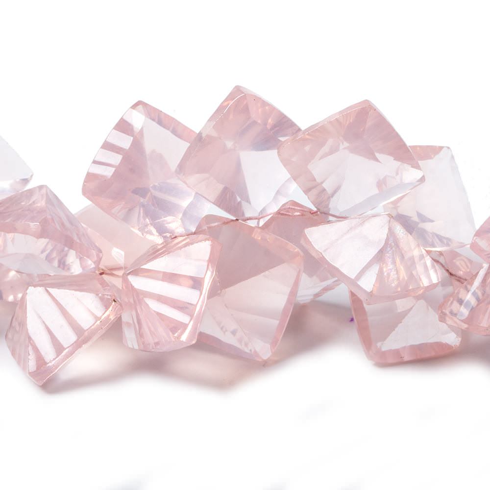 8.5x8.5-14.5x14.5mm Rose Quartz concave pavilion square beads 8 inch 48 pcs A