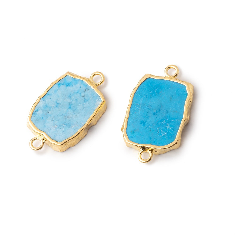 15x12mm Gold Leafed Turquoise Howlite slice Connector 1 piece