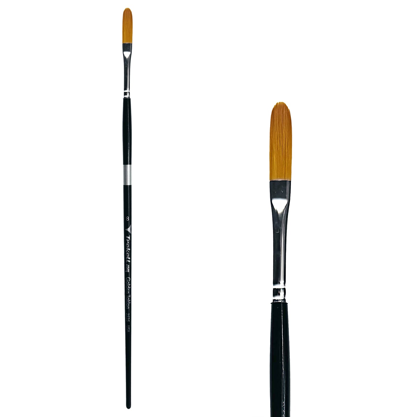 Trekell Golden Taklon Long Handle Artist Brush - Size #8 Long Filbert