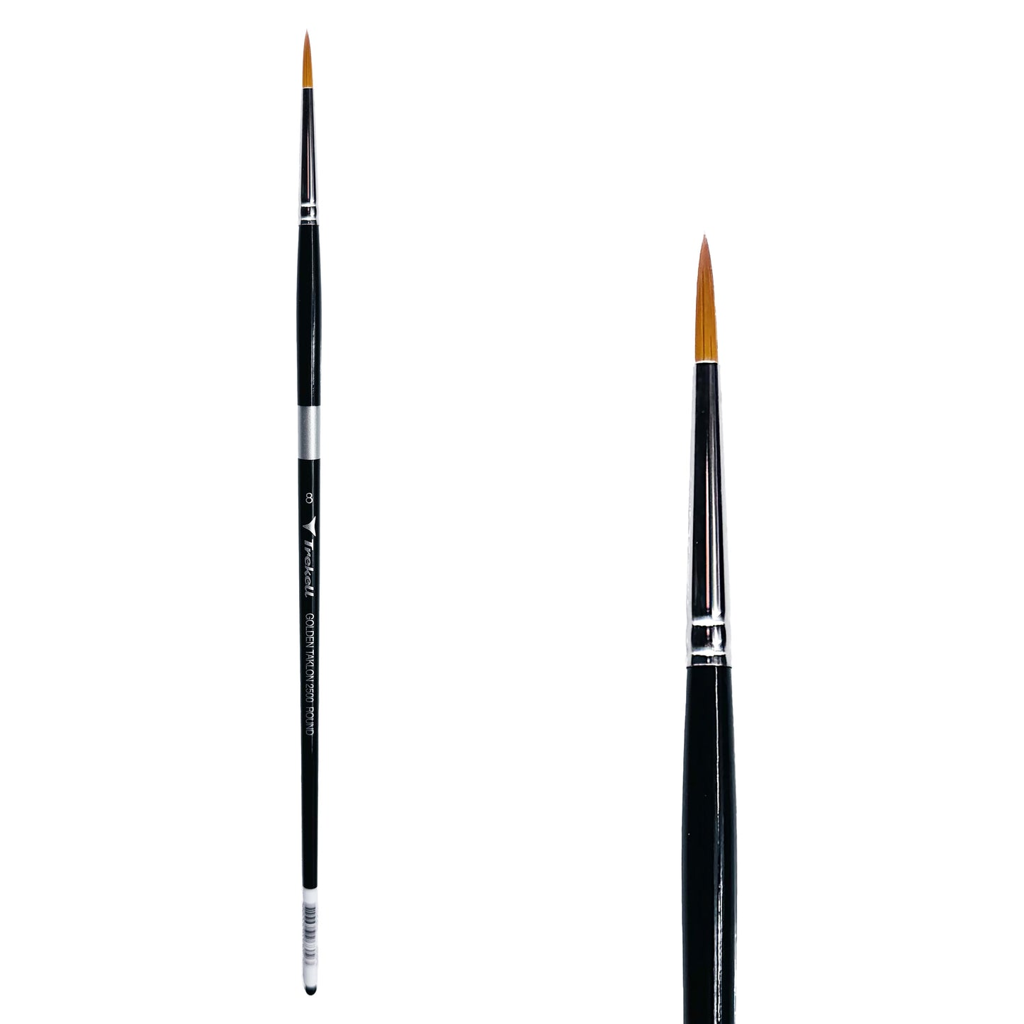Trekell Golden Taklon Long Handle Artist Brush - Size #8 Round