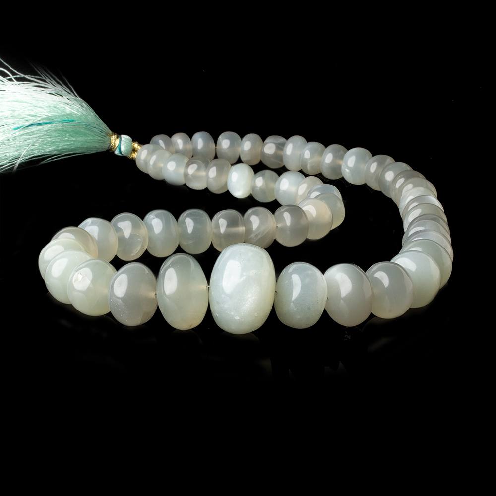 8mm - 12mm Sage Moonstone plain rondelles 16 inch 54 beads