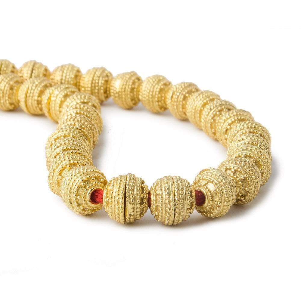 8mm 22kt Gold Plated Copper Bead Cap Concentric Miligrain 7.5 inch 56 pieces