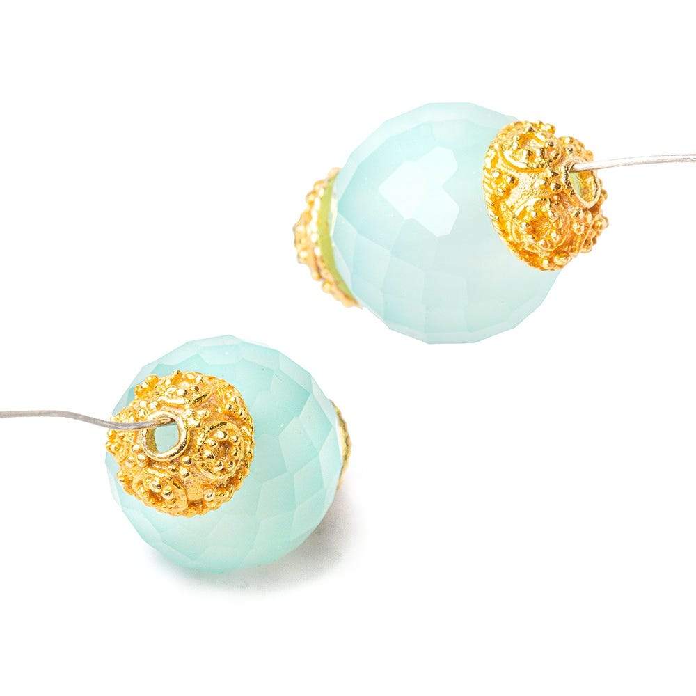 8mm 22kt Gold plated Copper Bead Cap Miligrain Circles 8 inch 54 pieces