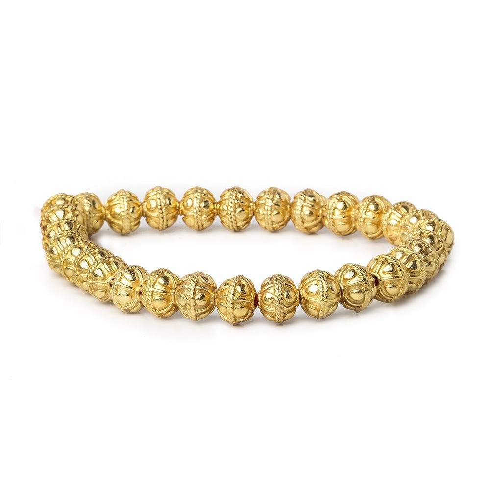 8mm 22kt Gold Plated Copper Bead Roval Pear Design 8 inch 28 pieces