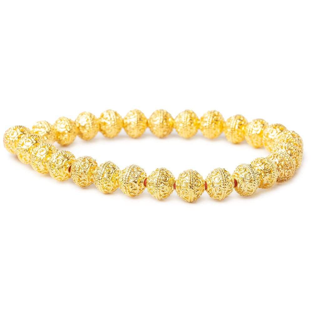 8mm 22kt Gold plated Copper Round Beads 8 inch 28 beads