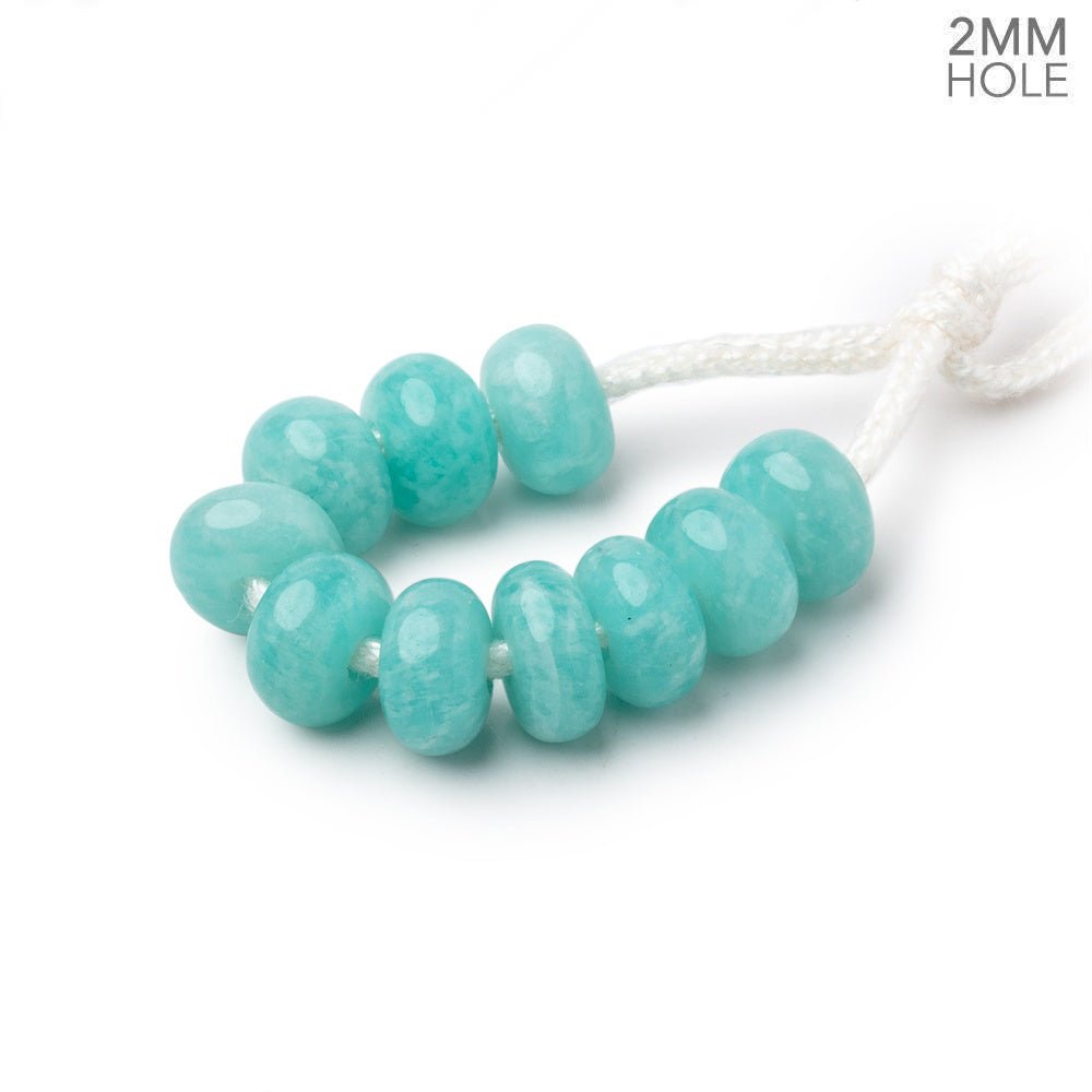 8mm Amazonite 2mm Large Hole Plain Rondelle Set of 10