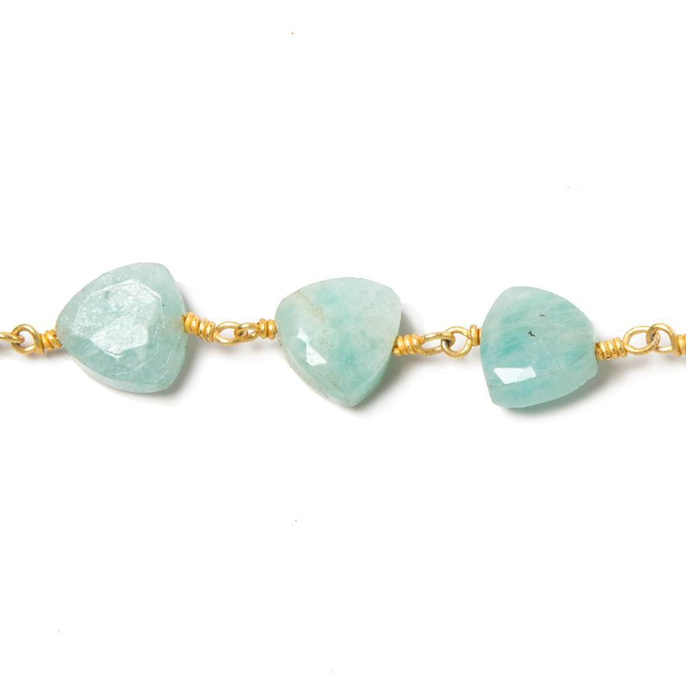 8mm Amazonite triangle Gold plated Chain by the foot 22pcs
