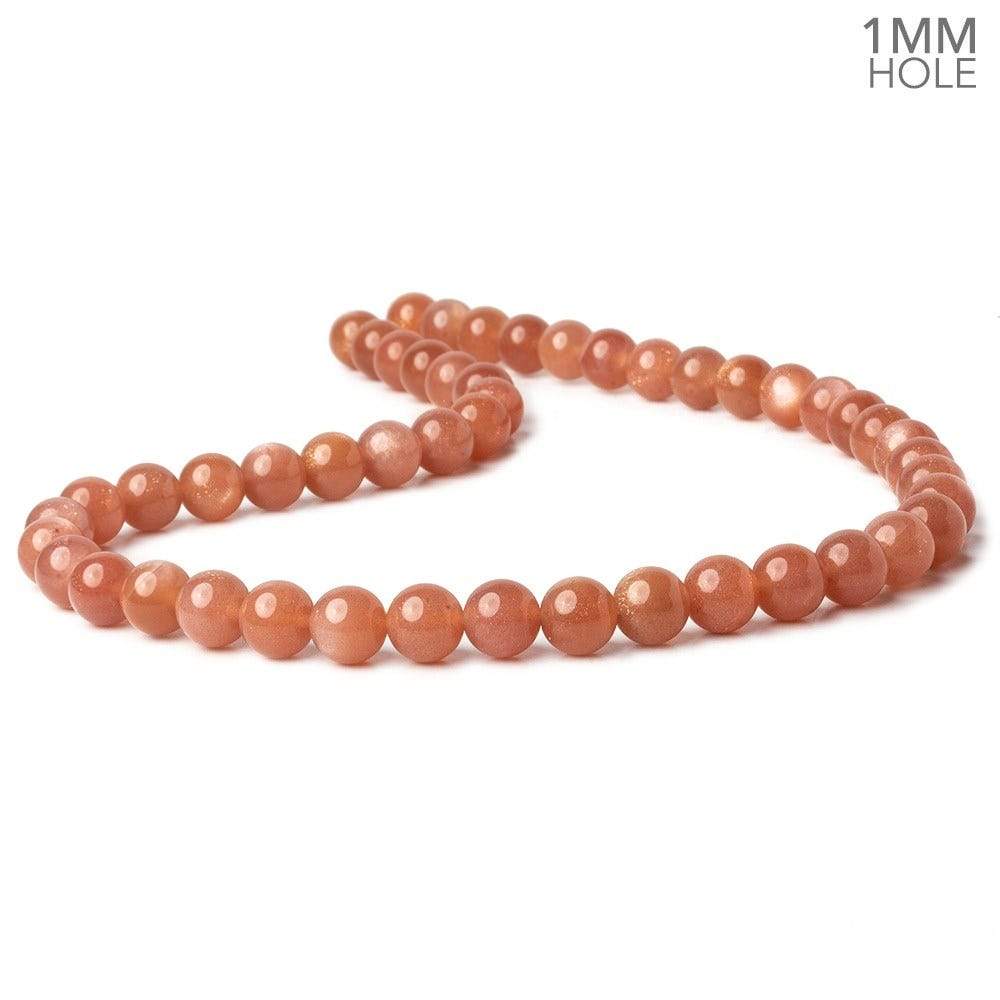 8mm Angel Skin Peach Moonstone plain round beads 16 inch 49 beads AA 1mm large hole