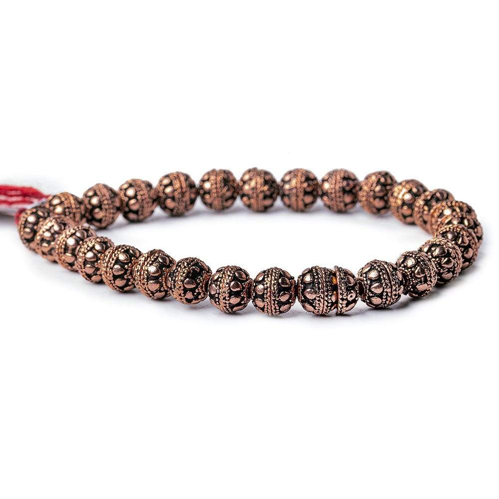 8mm Antiqued Copper Bead Cap Round Circle 8 inch 54 pcs