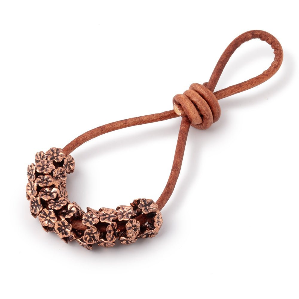 8mm Antiqued Copper Floral Edge Spacer Set of 10 Large Hole Beads