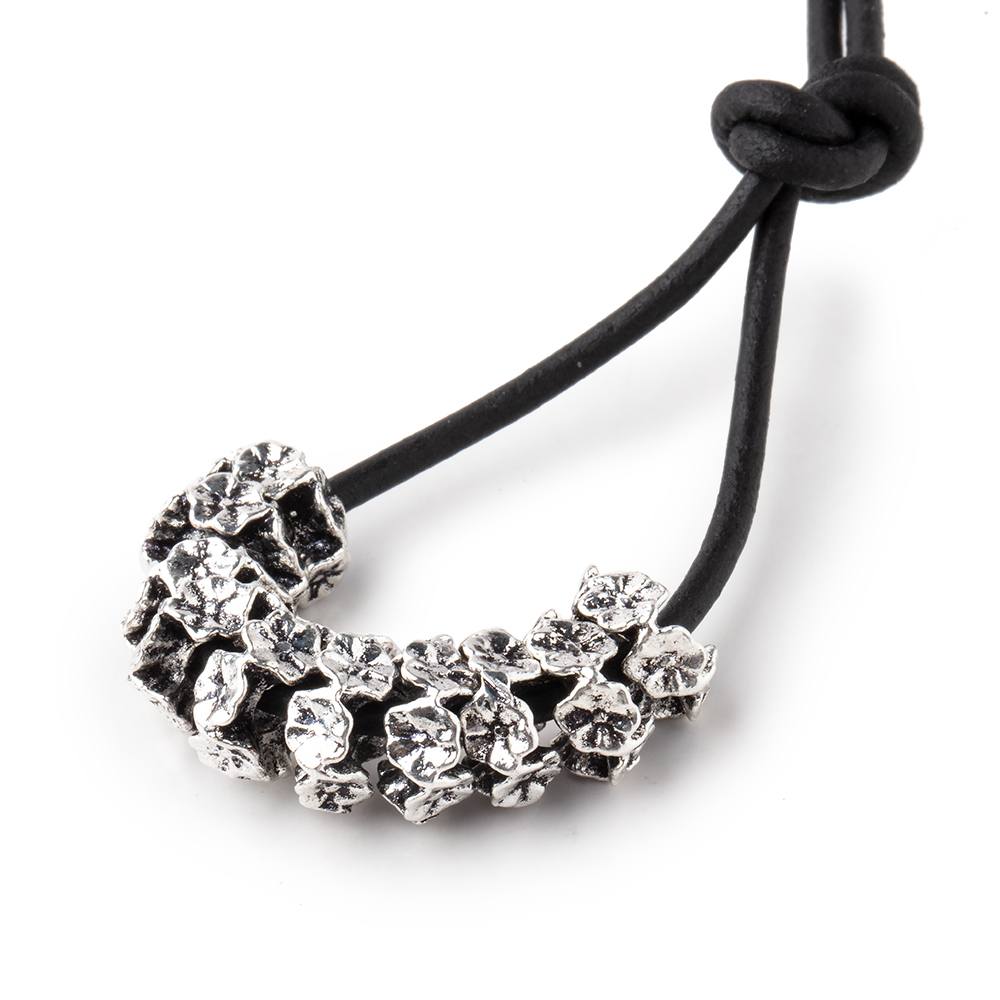 8mm Antiqued Silver Plated Copper Floral Edge Spacer Set of 10 Large Hole Beads