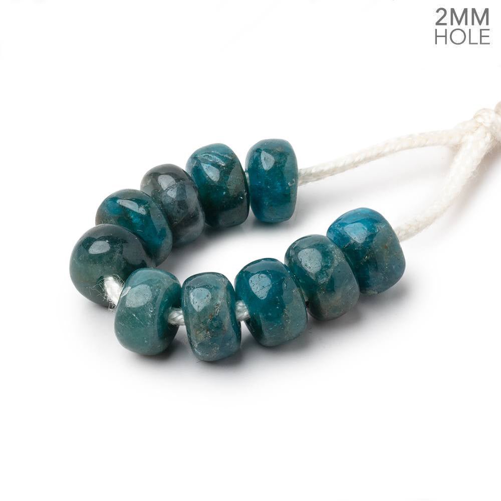 8mm Apatite 2mm Large Hole Plain Rondelle Set of 10