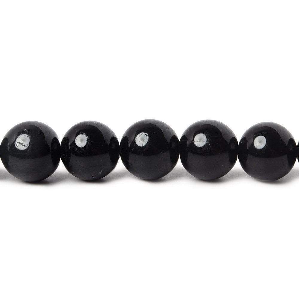 8mm Black Tourmaline plain round beads 15.5 inch 49 pieces