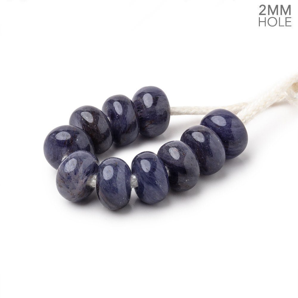 8mm Blue Aventurine 2mm Large Hole Plain Rondelle Set of 10