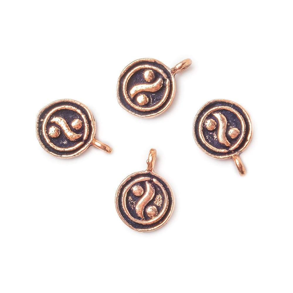 8mm Copper Charm Yin Yang Symbol Set of 4