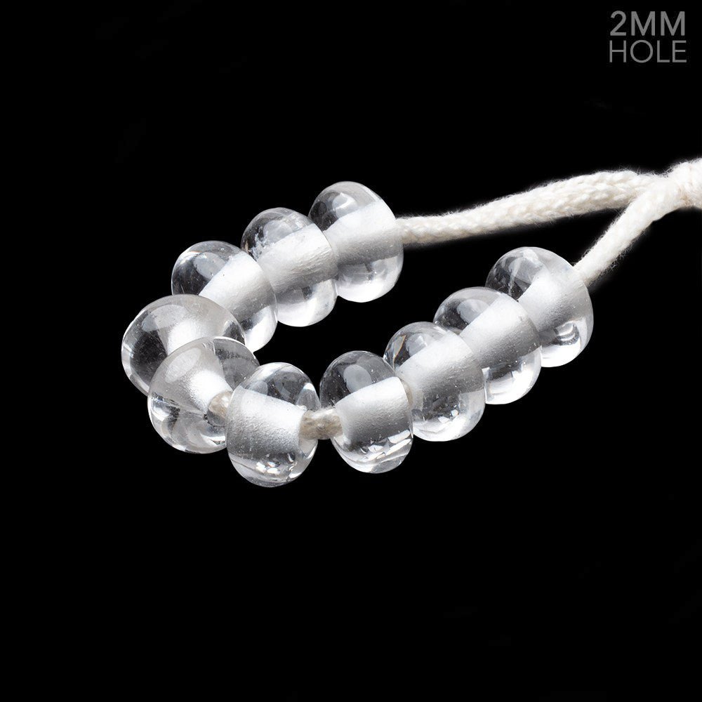 8mm Crystal Quartz 2mm Large Hole Plain Rondelle Set of 10
