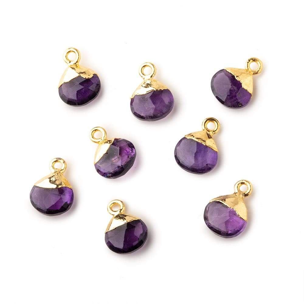 8mm Gold Leafed Amethyst faceted heart 1 focal bead