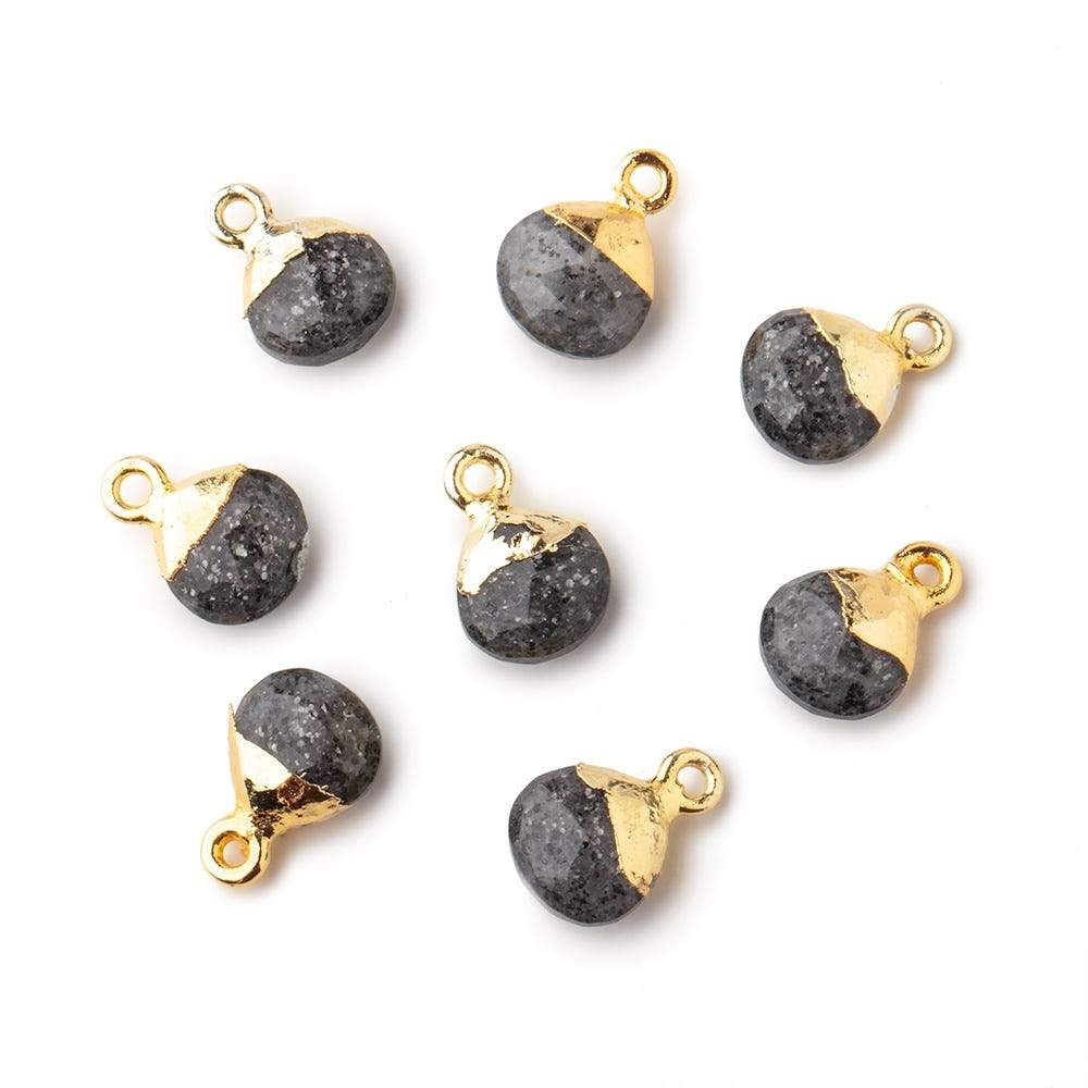 8mm Gold Leafed Celestial Quartz faceted heart 1 focal bead