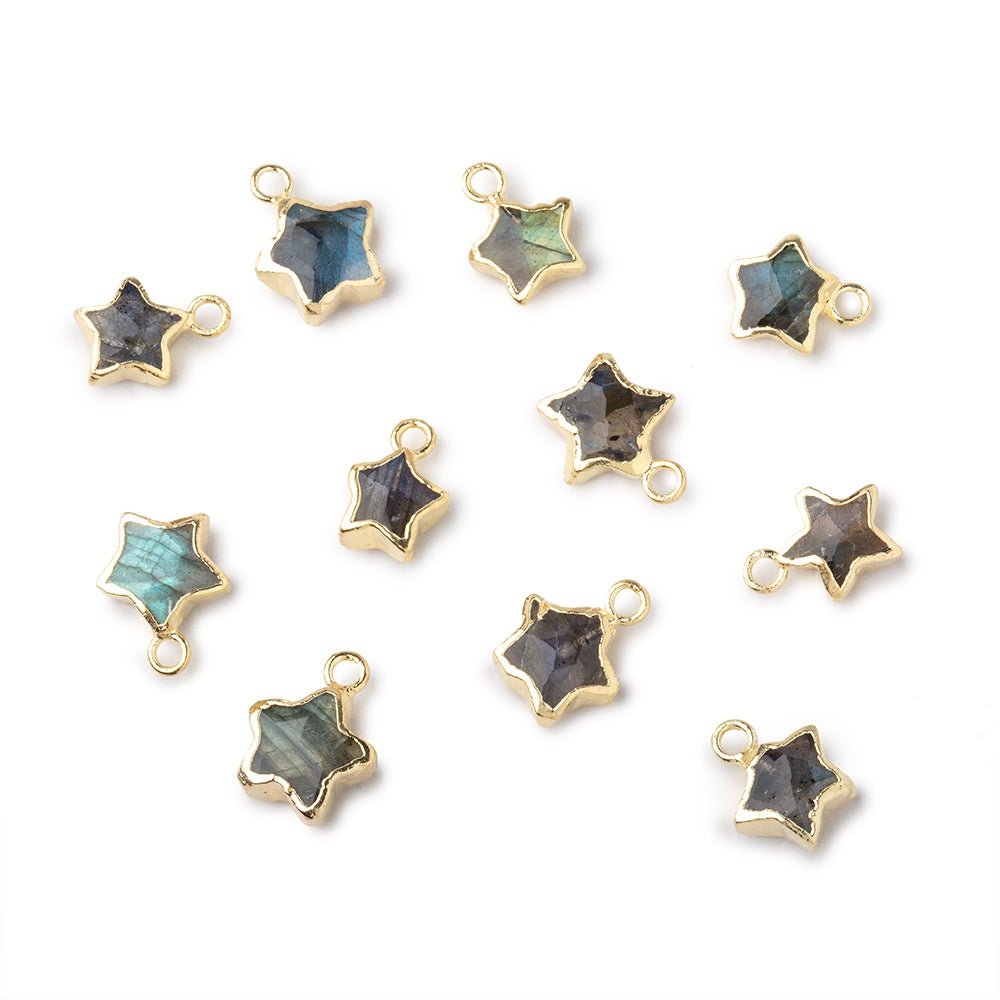 8mm Gold Leafed Labradorite Faceted Star Focal Pendant 1 piece