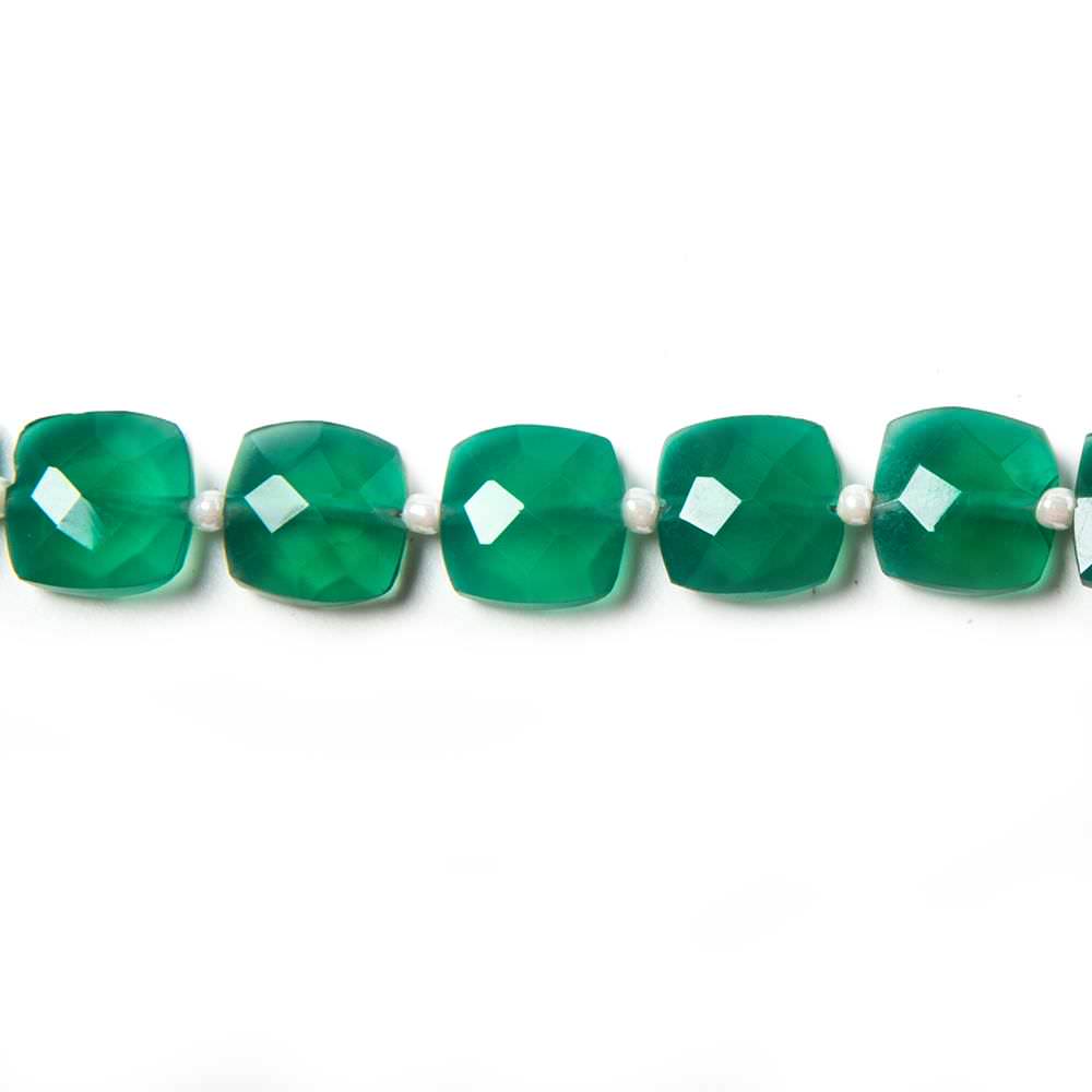 8mm Green Onyx faceted pillow beads 14 inch 36 pieces